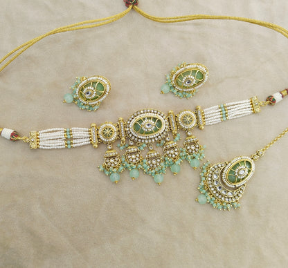 Mint Kundan choker Set/ kundan choker Kundan Switi Set