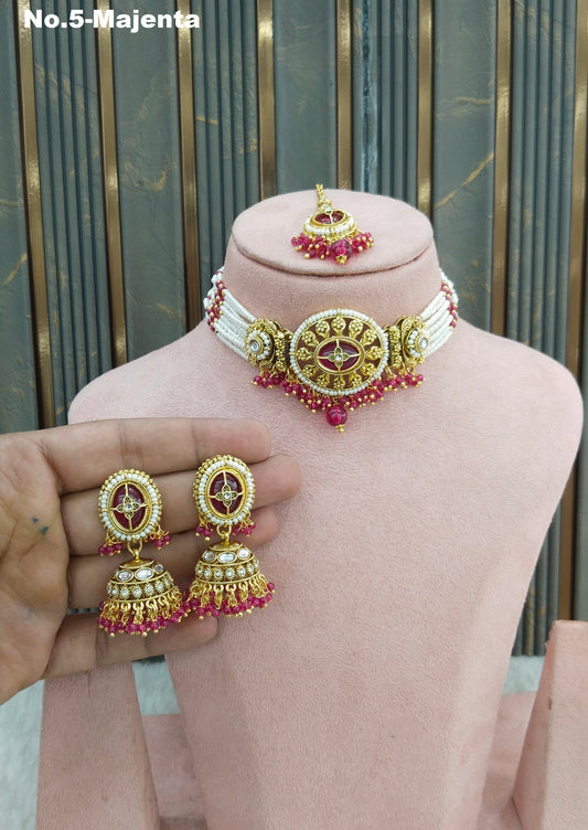 Majenta Kundan choker Set/ kundan choker Kundan Reema Set