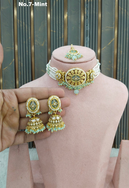 Mint Kundan choker Set/ kundan choker Kundan Reema Set