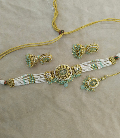Mint Kundan choker Set/ kundan choker Kundan Reema Set