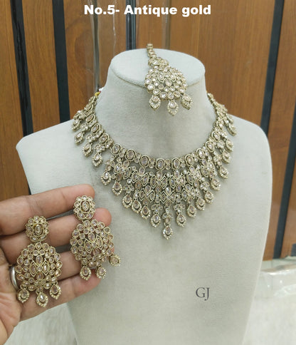 Antique Gold Necklace Set/ Antique gold Indian Eham Jewellery