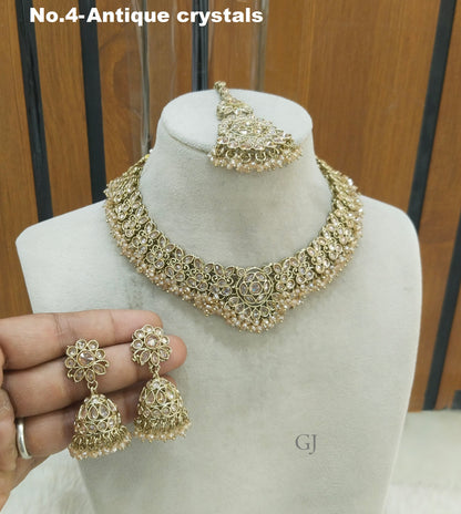 Antique Gold Necklace Set/ Antique gold Indian Ekta Jewellery