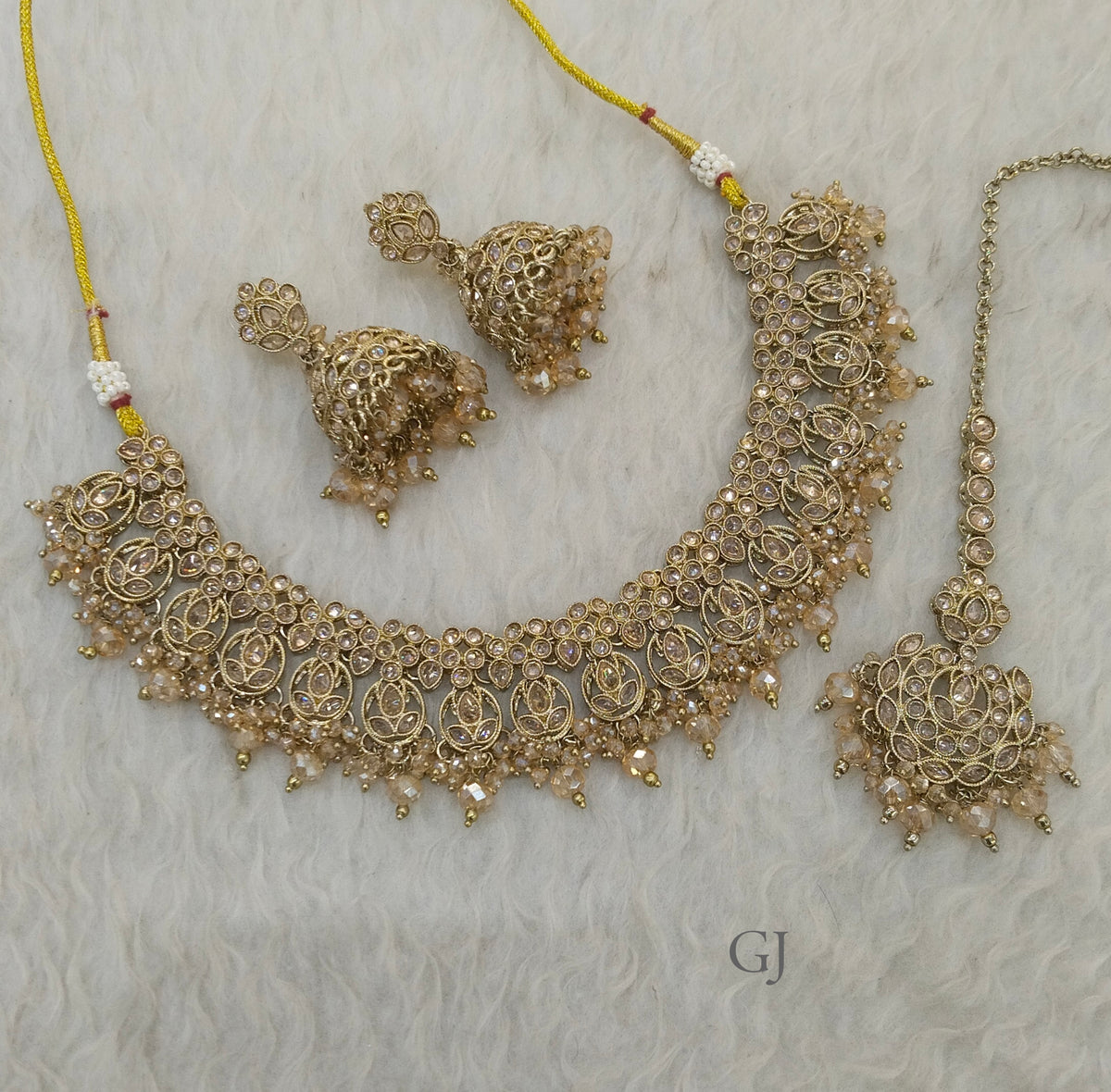 Antique Gold Necklace Set/ Antique gold Indian Ekta Jewellery