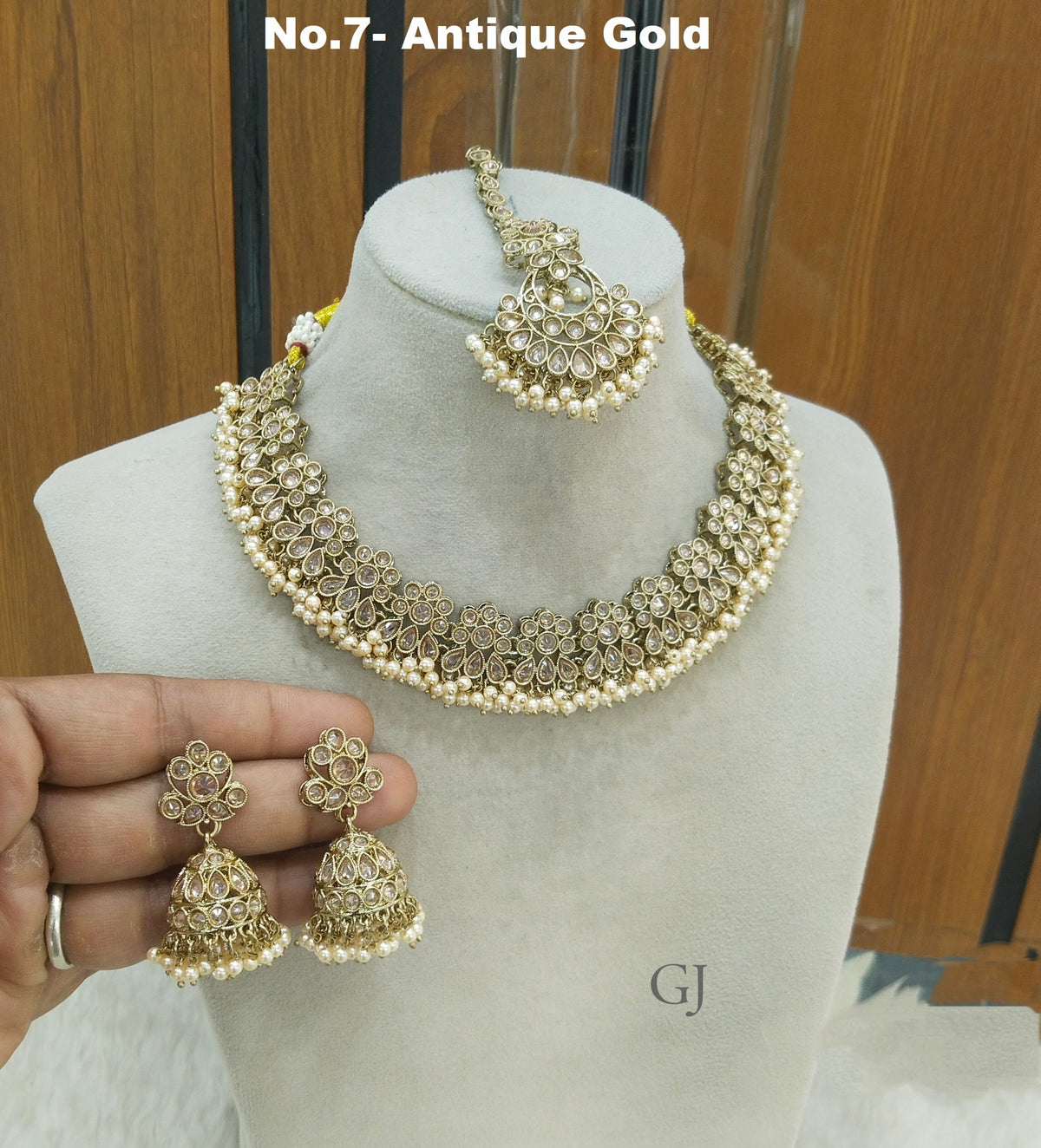 Antique Gold Necklace Set/ Antique gold Indian Ekta Jewellery