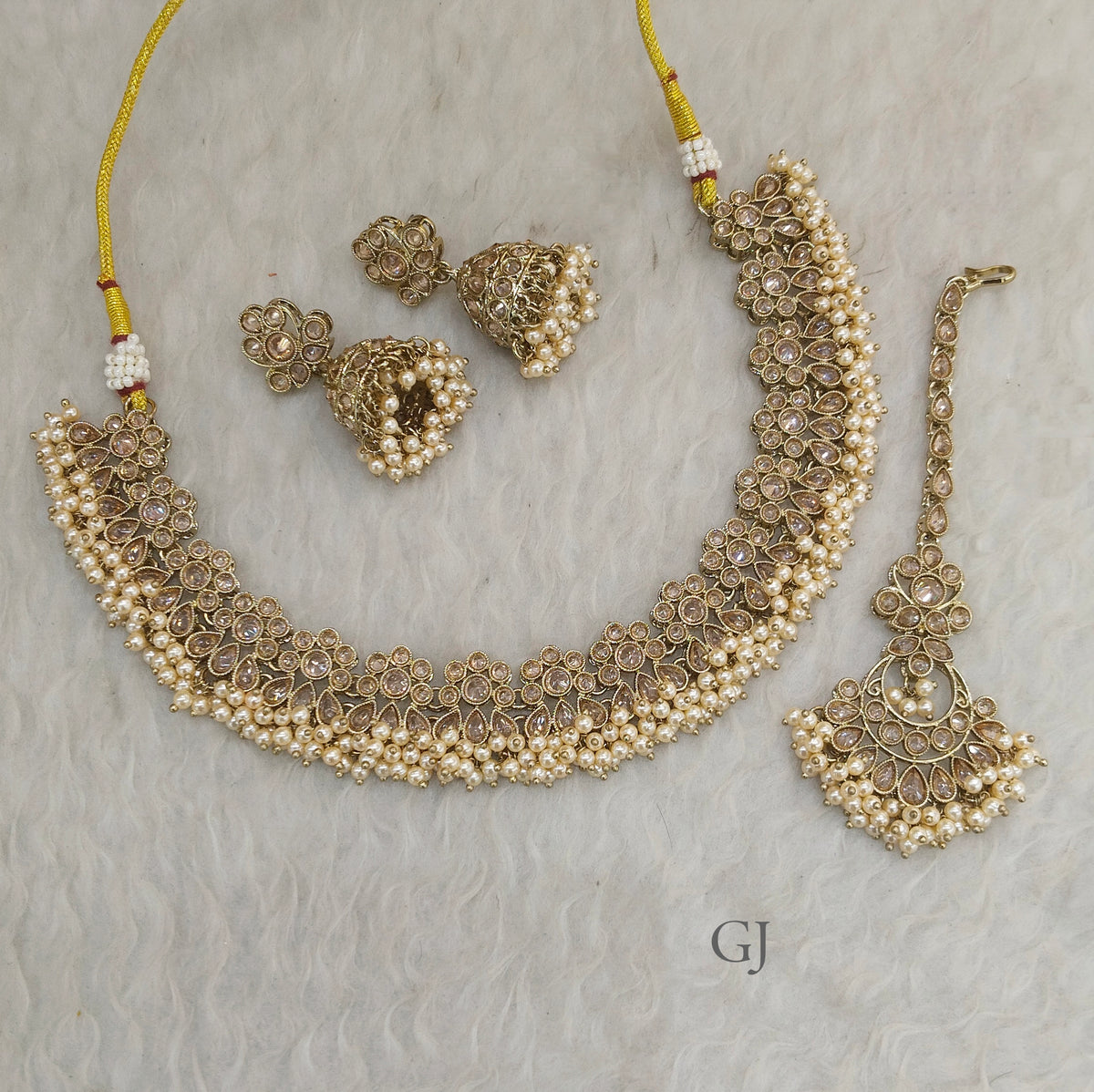Antique Gold Necklace Set/ Antique gold Indian Ekta Jewellery