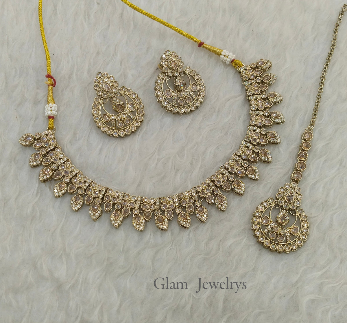 Antique Gold Necklace Set/ Antique gold Indian chinu Jewellery