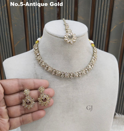 Antique Gold Necklace Set/ Antique gold Indian chinu Jewellery