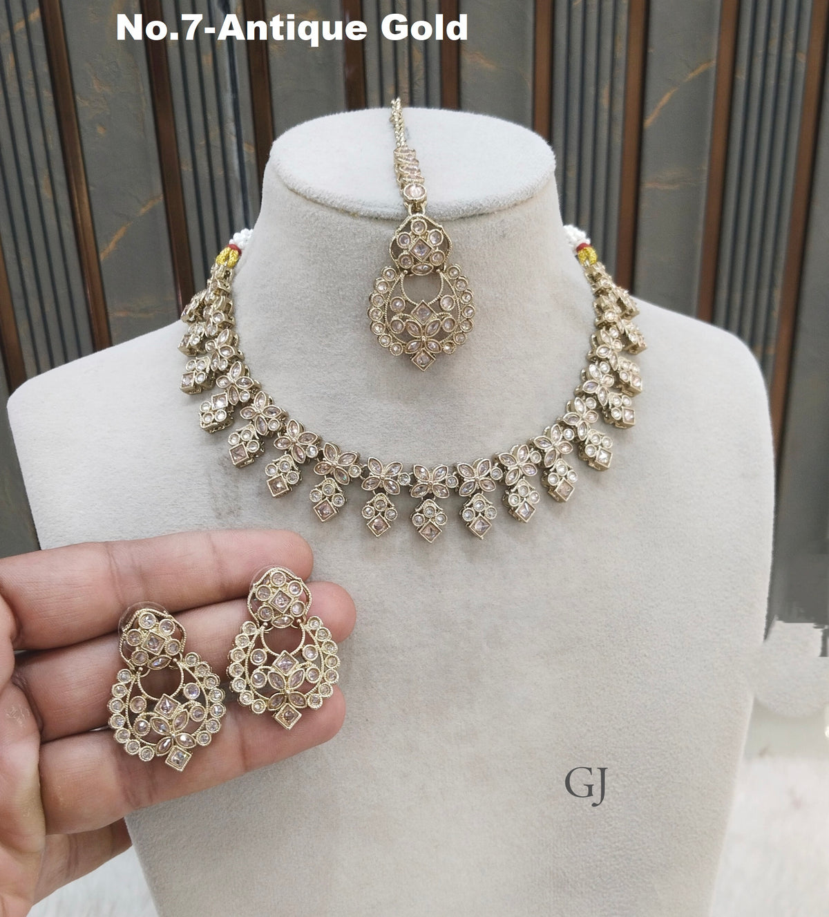 Antique Gold Necklace Set/ Antique gold Indian chinu Jewellery