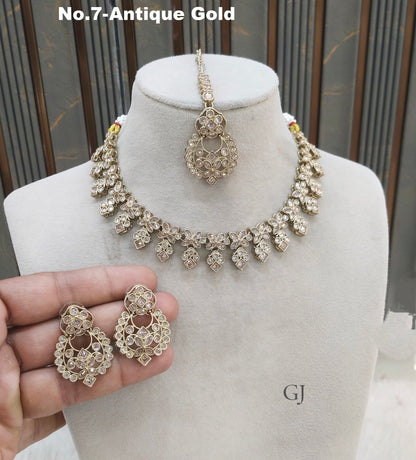 Antique Gold Necklace Set/ Antique gold Indian chinu Jewellery