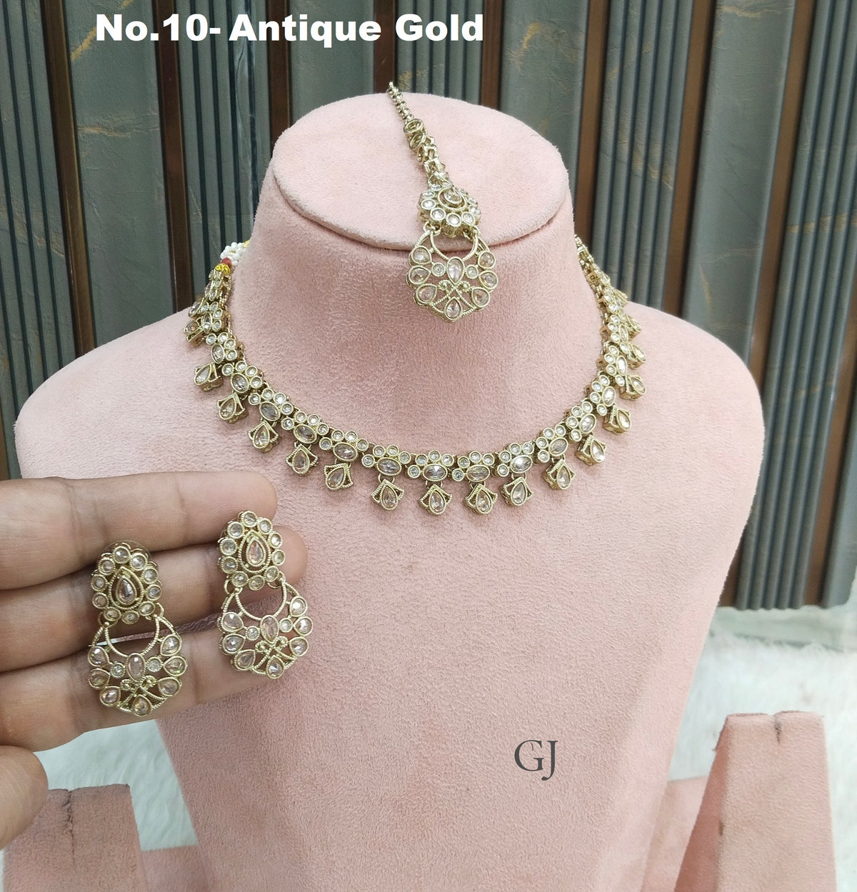 Antique Gold Necklace Set/ Antique gold Indian chinu Jewellery