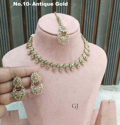 Antique Gold Necklace Set/ Antique gold Indian chinu Jewellery