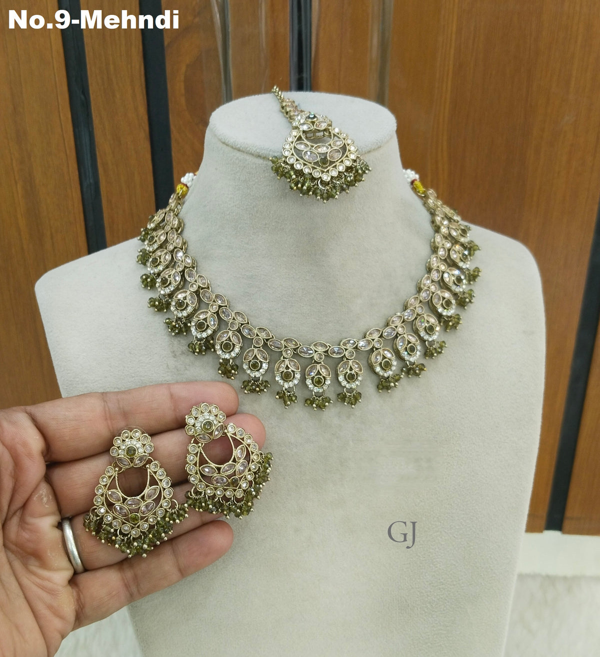 Antique Mehndi Necklace Set/ Antique gold Indian Shuba Jewellery