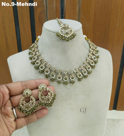 Antique Mehndi Necklace Set/ Antique gold Indian Shuba Jewellery