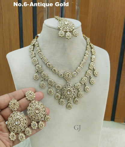 Antique Gold Necklace Set/ Antique gold Indian Simi Jewellery