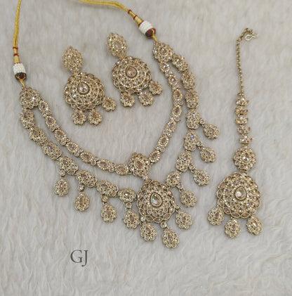 Antique Gold Necklace Set/ Antique gold Indian Simi Jewellery