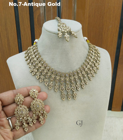 Antique Gold Necklace Set/ Antique gold Indian Baani Jewellery