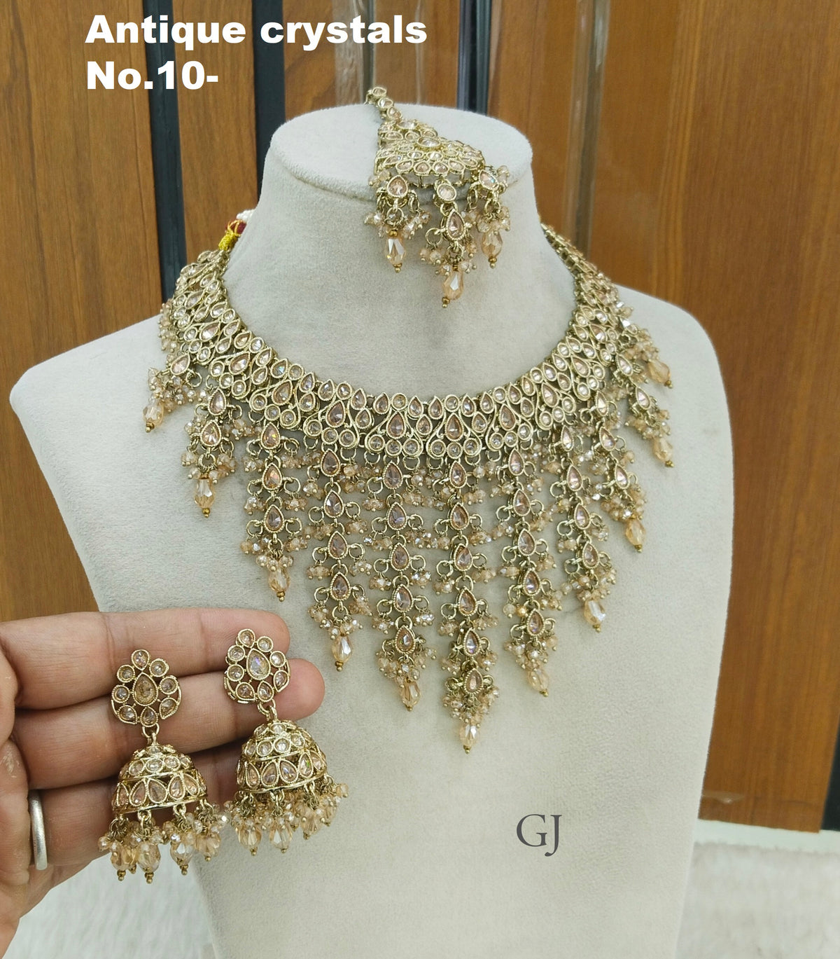 Antique Gold Necklace Set/ Antique gold Indian Eham Jewellery