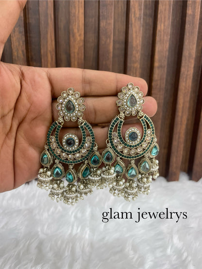 Ramagreen Antique Gold Bollywood Indian Mela Earrings