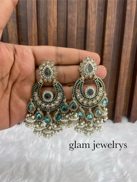 Ramagreen Antique Gold Bollywood Indian Mela Earrings