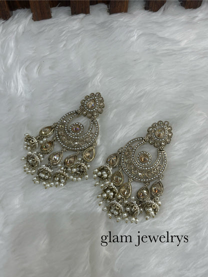 Antique Gold Bollywood Indian Sarpunch Earrings