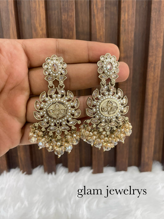Antique Gold Bollywood Indian Sarpunch Earrings