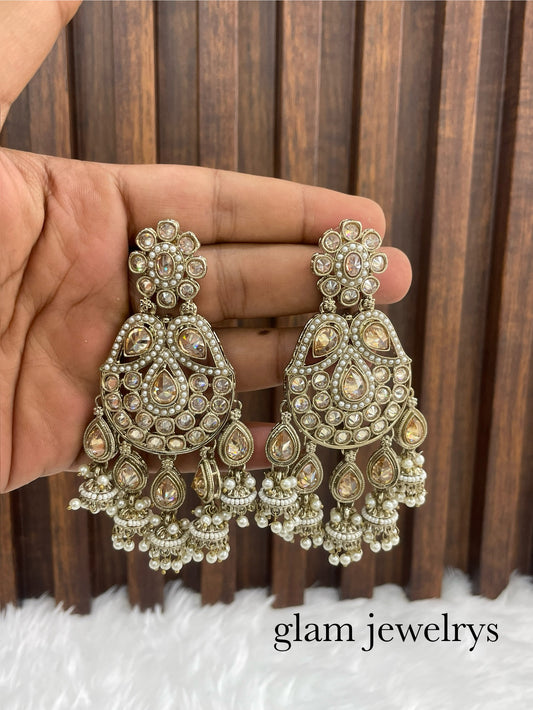 Antique Gold Bollywood Indian Sarpunch Earrings