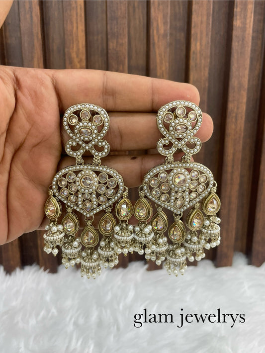 Antique Gold Bollywood Indian Sarpunch Earrings