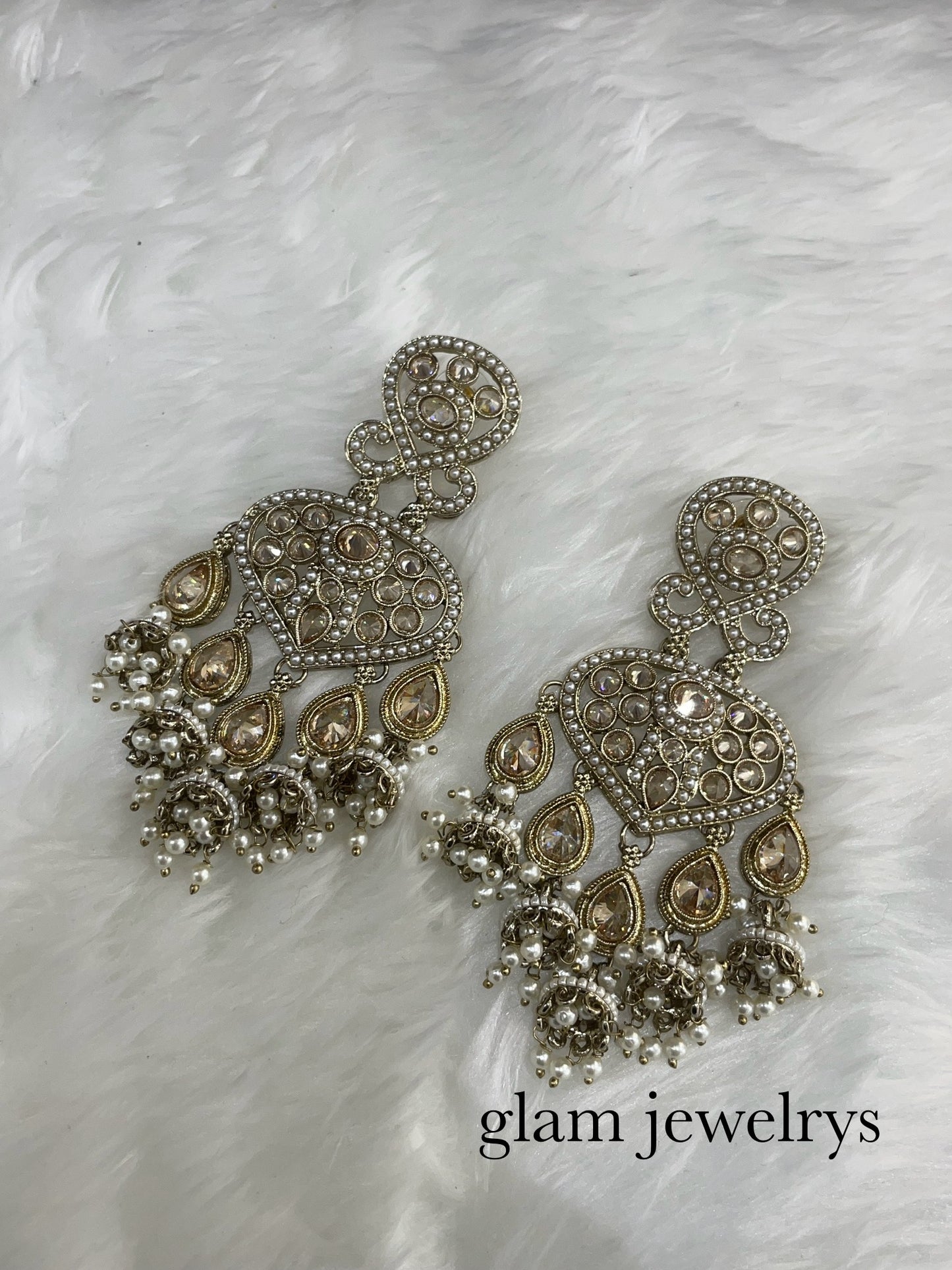 Antique Gold Bollywood Indian Sarpunch Earrings