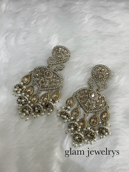 Antique Gold Bollywood Indian Sarpunch Earrings