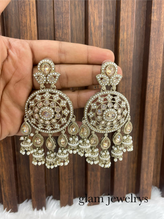 Antique Gold Bollywood Indian Sarpunch Earrings