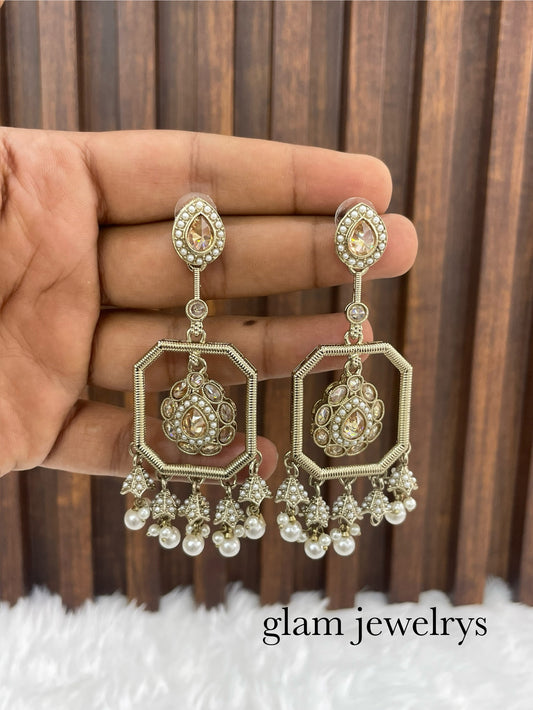 Antique Gold Bollywood Indian Sarpunch Earrings