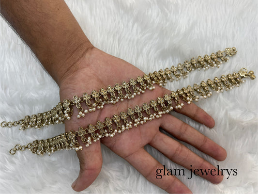 Antique Gold Anklets Jhanjar Payal Indian Jewellery