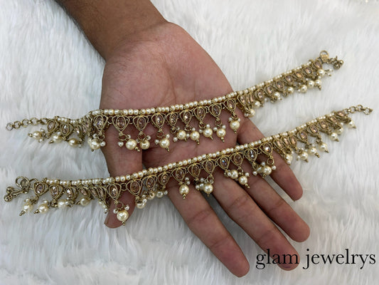 Antique Gold Anklets Jhanjar Payal Indian Jewellery