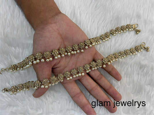 Antique Gold Anklets Jhanjar Payal Indian Jewellery