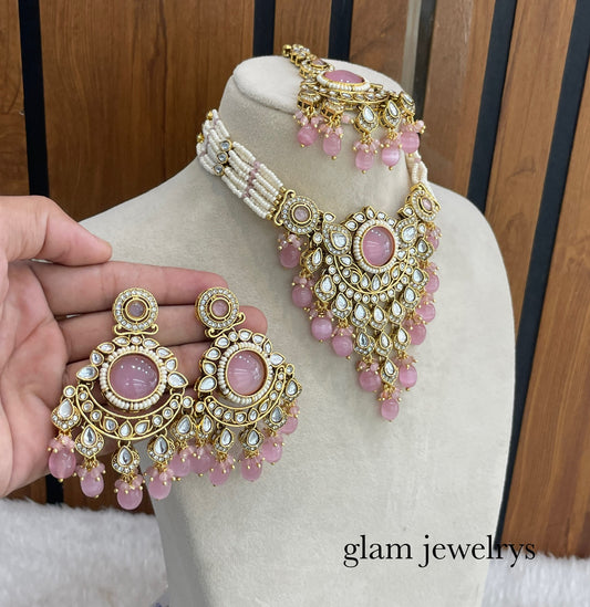 Baby Pink kundan Choker Indian jewellery Rinki sets