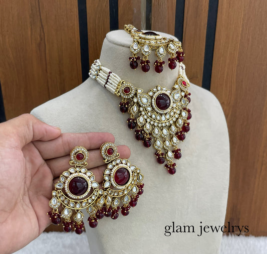Maroon kundan Choker Indian jewellery Rinki sets