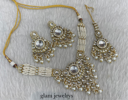Gold white kundan Choker Indian jewellery Rinki sets