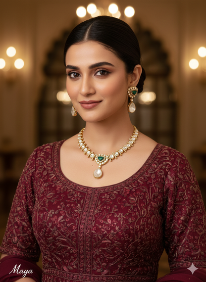 Indian Jewellery  kundan Green necklace Set Indian Jewellery maya Wedding Set
