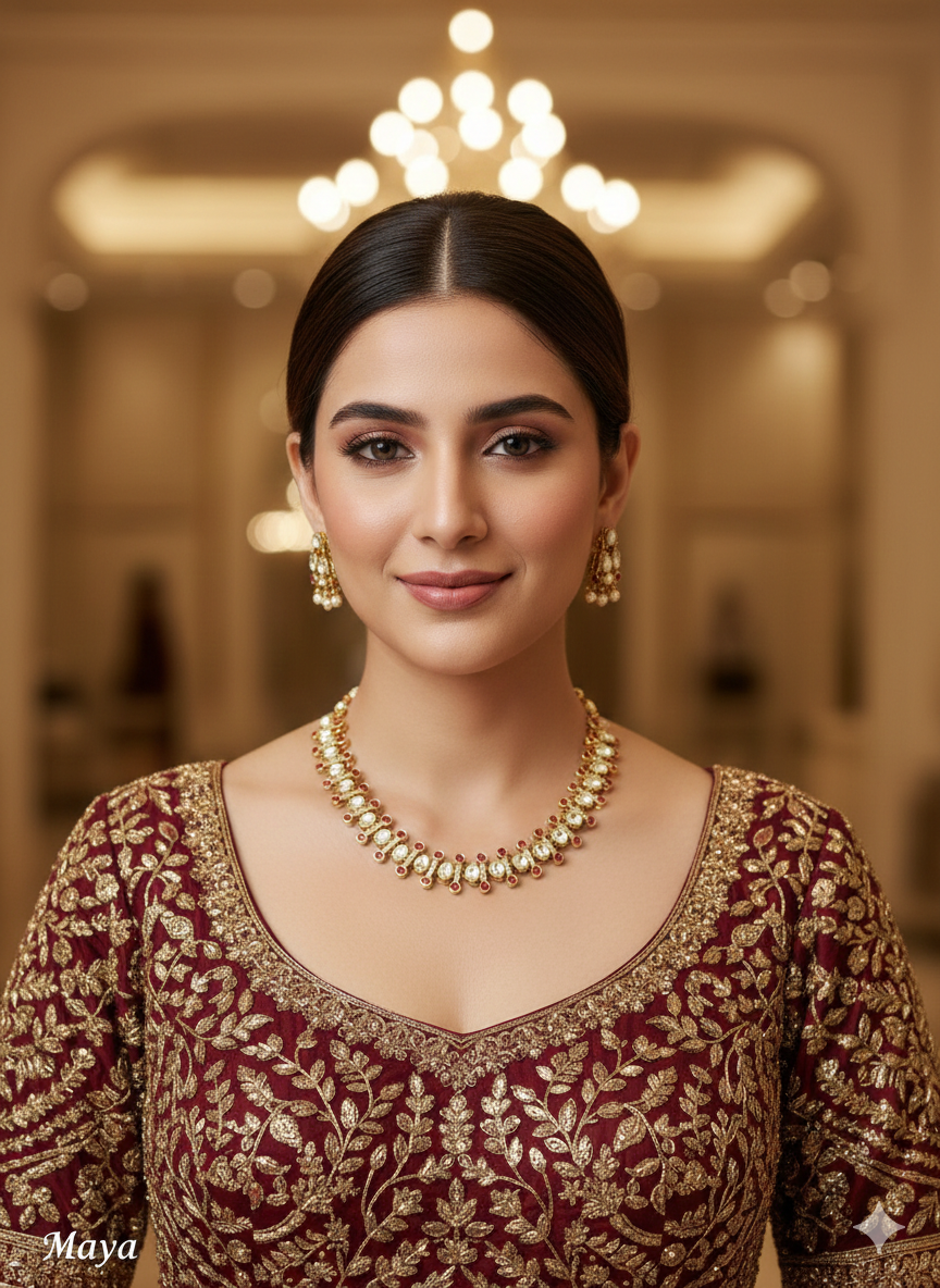 Pastel Green Gold Moissanite Kundan Necklace Indian Jewellery Massy Set