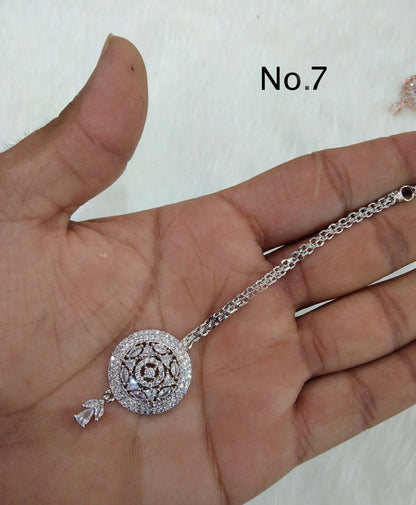 Diamond tikka Set Indian tikka rose gold and rhodium finish headpiece /maang Tikka plus Tika