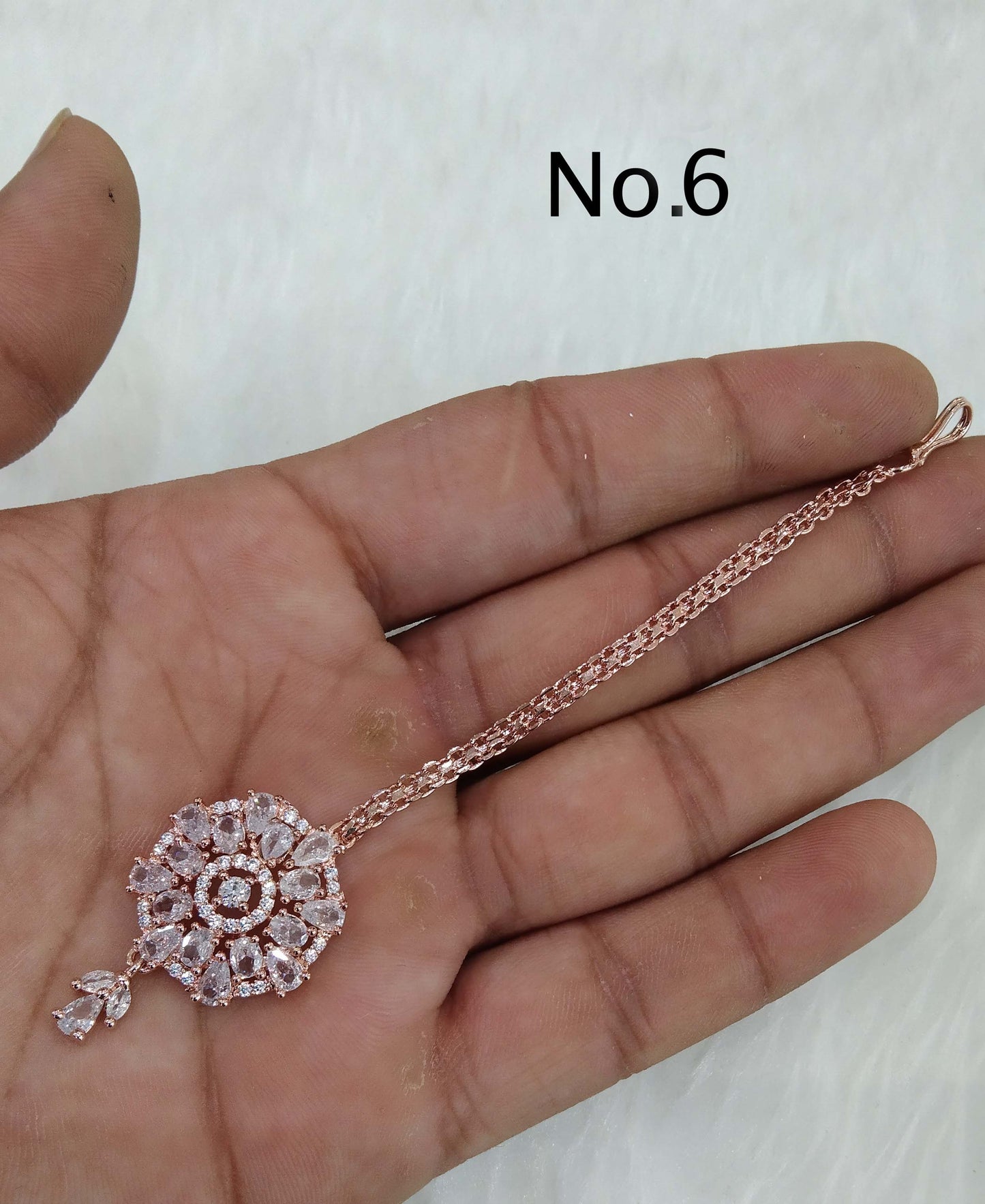 Diamond tikka Set Indian tikka rose gold and rhodium finish headpiece /maang Tikka plus Tika