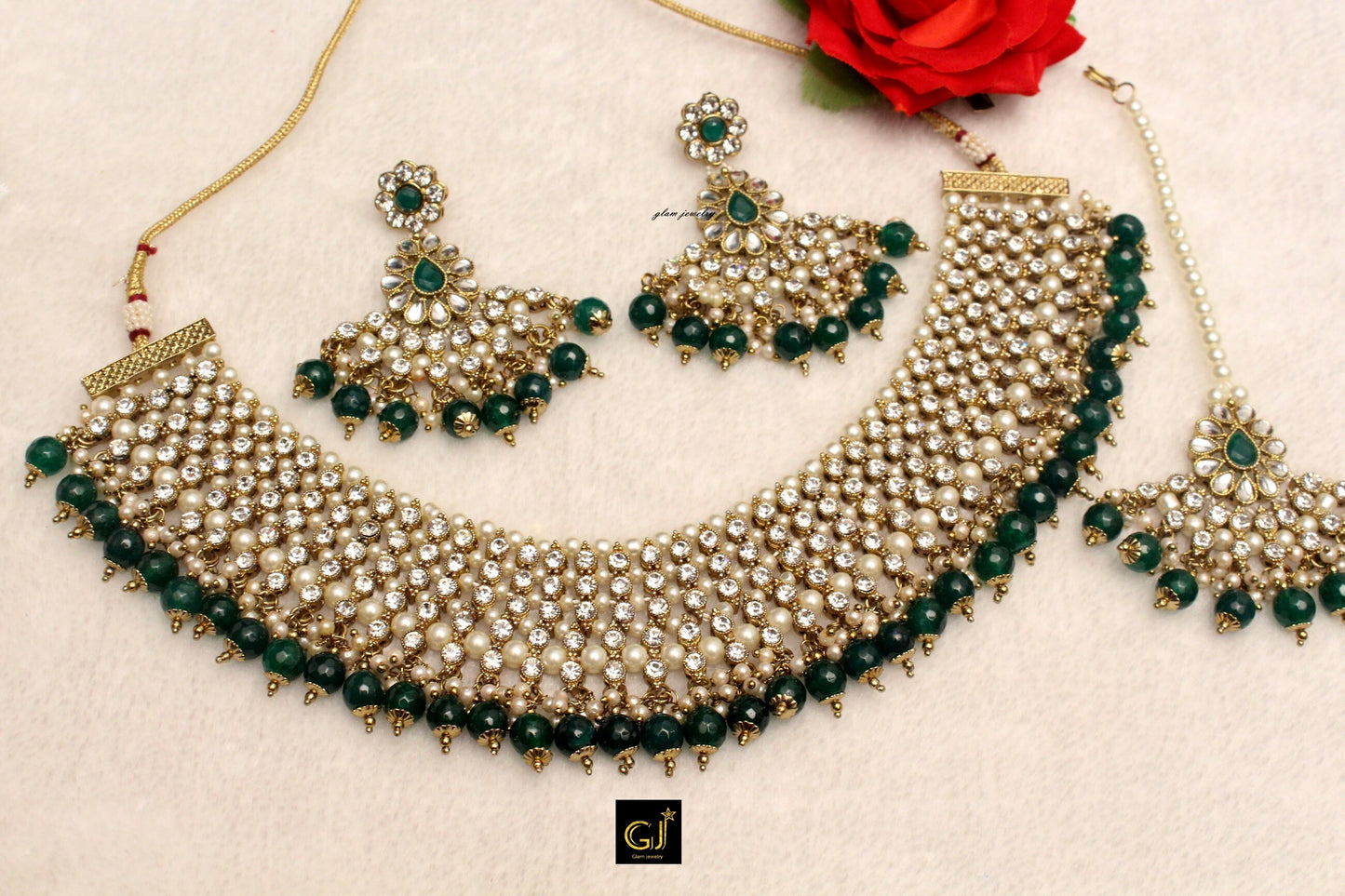 Indian Jewellery/Bridal Gold Bollywood Jewellery Necklace noun Set