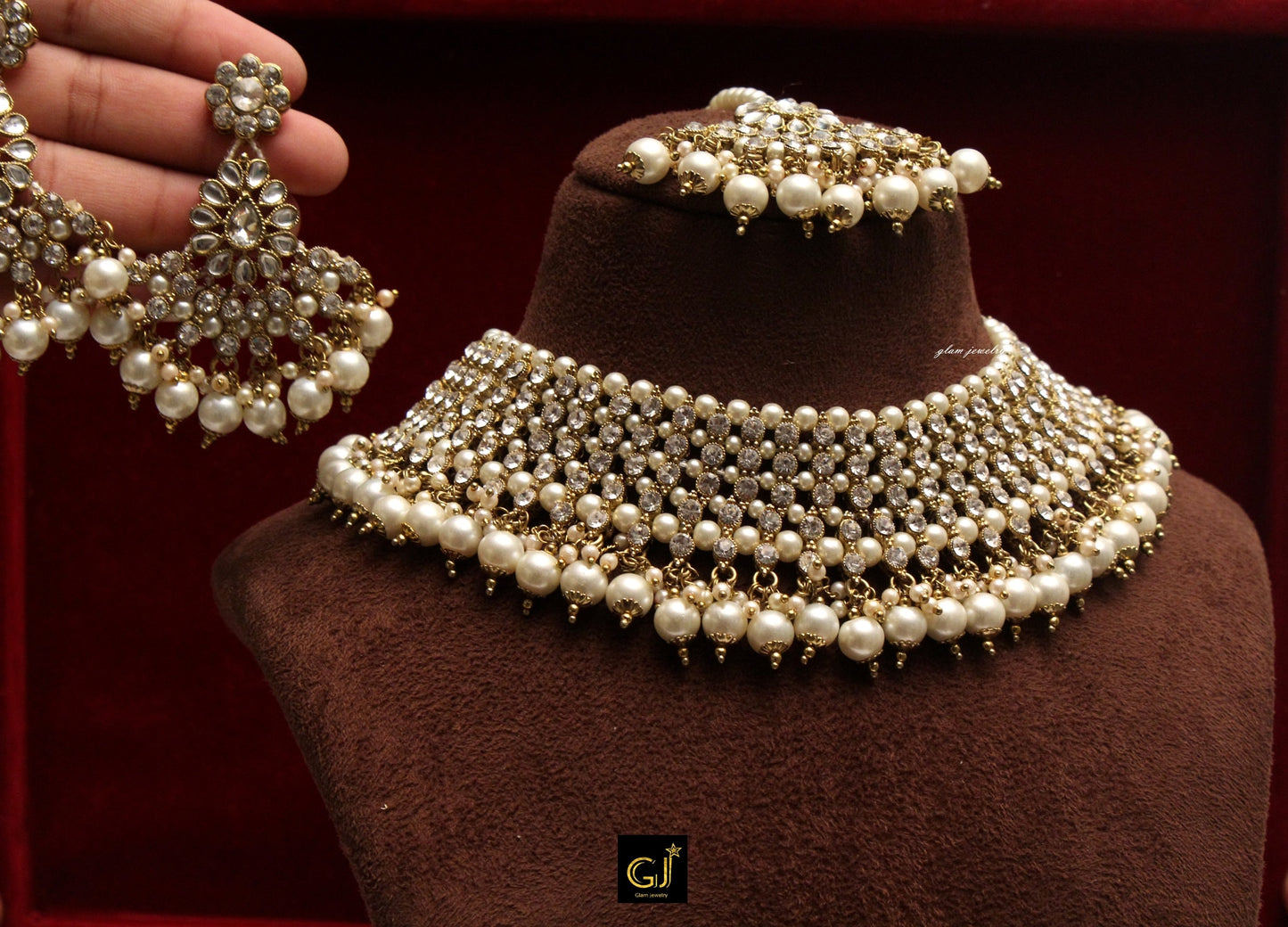 Indian Jewellery/Bridal Gold Bollywood Jewellery Necklace noun Set
