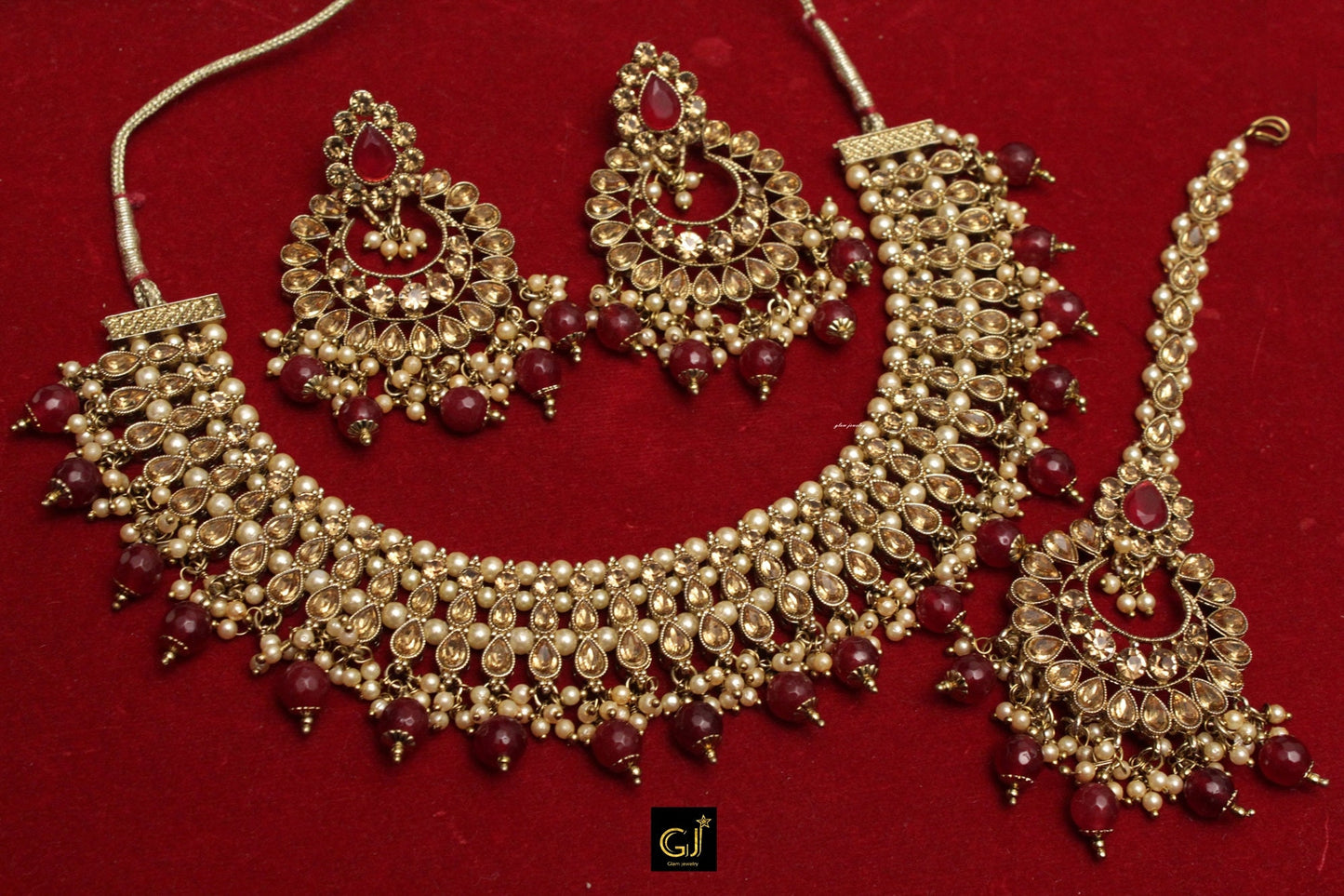 Indian  Jewellery Green  Necklace Tikka Set/Antique Gold Kundan Bollywood Necklace longman Set