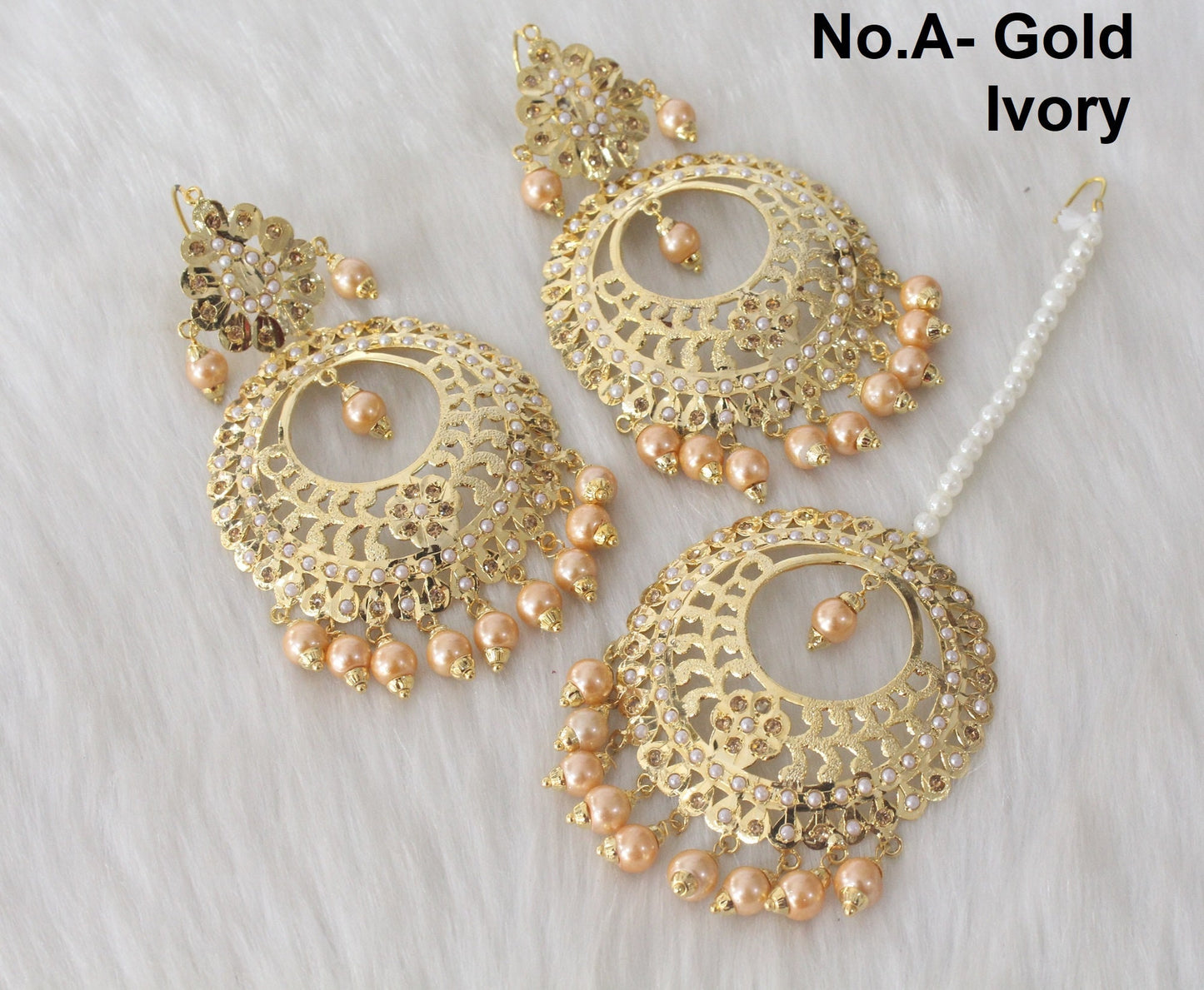 Earrings tikka tika set Jadau Indian Gold Chandbali Earrings Tikka Set/Multicolor,Firoja,Sky blue,Mehroon Indian Tikka Set/Punjabi Jewellery