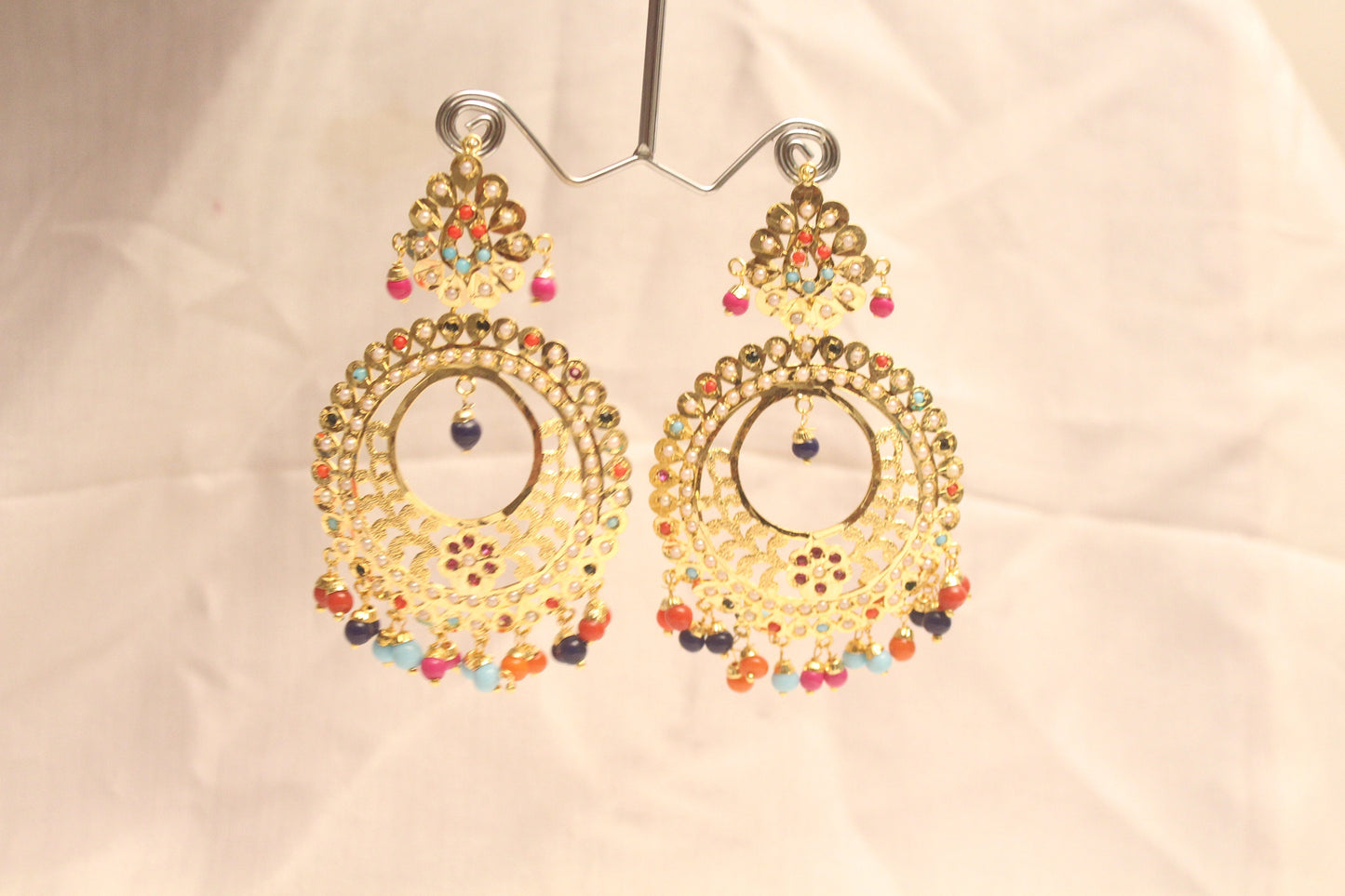 Earrings tikka tika set Jadau Indian Gold Chandbali Earrings Tikka Set/Multicolor,Firoja,Sky blue,Mehroon Indian Tikka Set/Punjabi Jewellery
