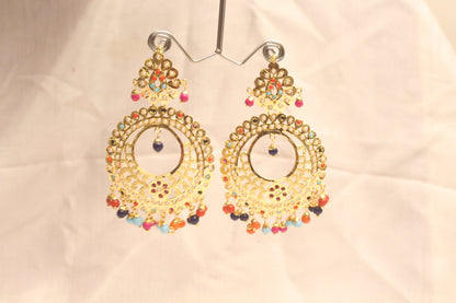 Earrings tikka tika set Jadau Indian Gold Chandbali Earrings Tikka Set/Multicolor,Firoja,Sky blue,Mehroon Indian Tikka Set/Punjabi Jewellery
