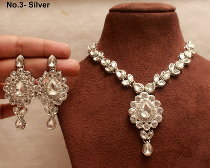 Gold  Kundan necklace Set/Gold/Silver/firoji/red  Indian Wedding Bridal Ethnic Jewellery NecklaceSet/Indian jewellery kundan sets