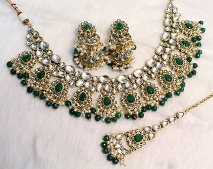 Ivory Indian   Jewellery Gold kundan Necklace Tikka Set/maroon Bollywood Necklace Set/Indian  ethnic necklace set