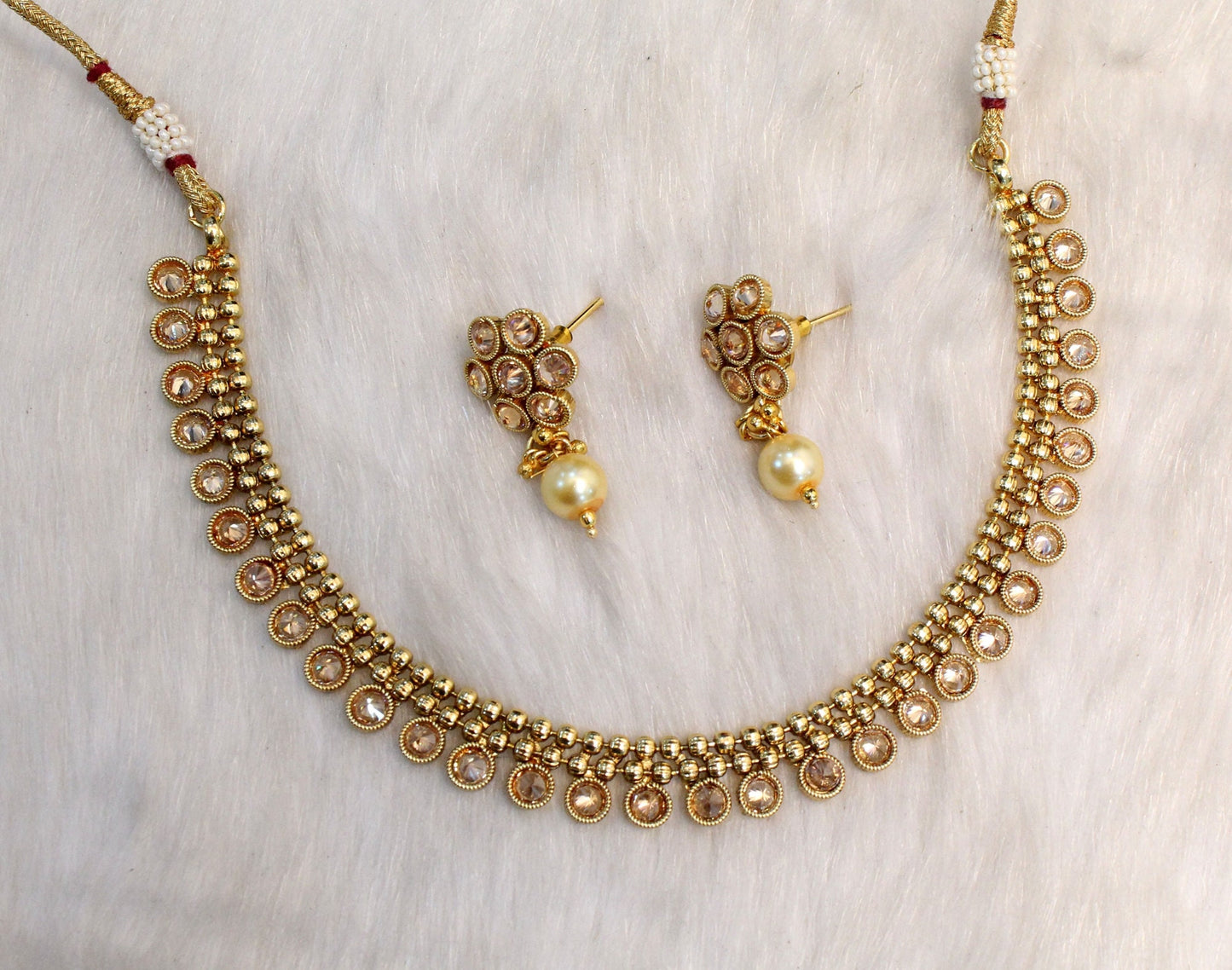 Indian Polki Necklace set  Jewellery / Bollywood Style Gold Finish South Indian wedding bridal Jewellery/gift for her